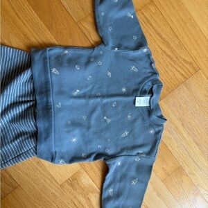 Blue Baby long sleeve shirt with pants-with Space Print